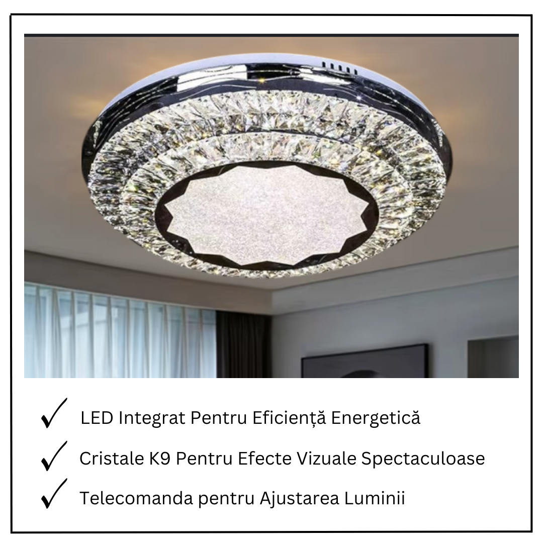 Lustra LED Cristal Silver Halo Echivalent 600W Telecomanda