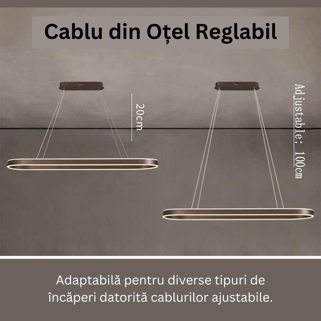 Lustra LED KING Wenge 1 Segment Oval Echivalent 400W Telecomanda