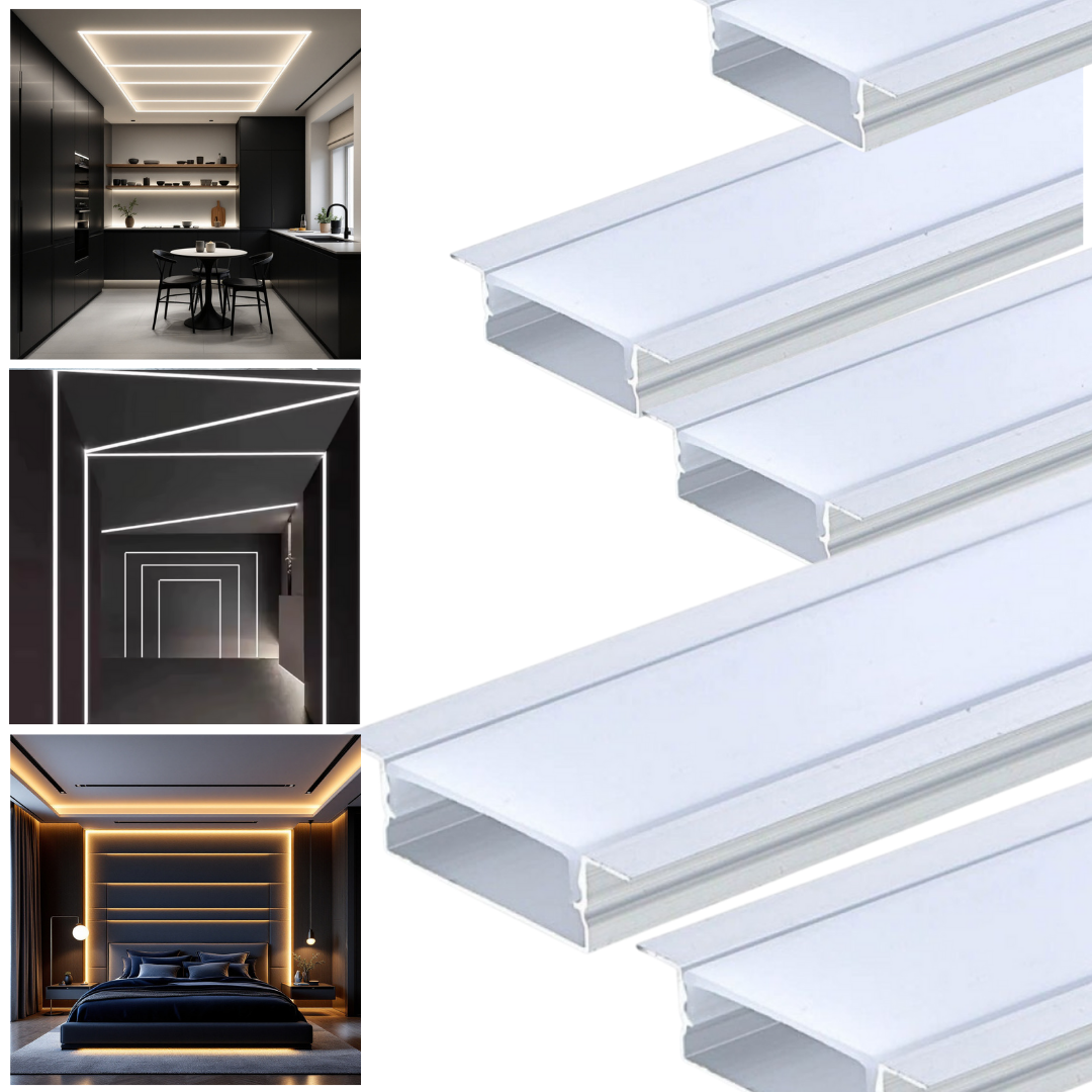 Profil Banda LED Incastrabil Plat XL cu Dispersor Alb Mat 2M