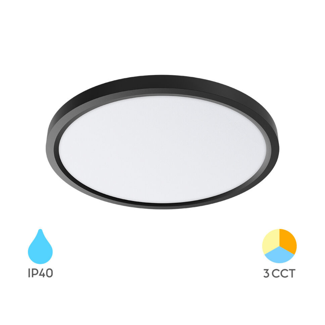 Plafoniera LED Baie 36W Neagra 40cm IP40 3 Lumini Echivalent 400W