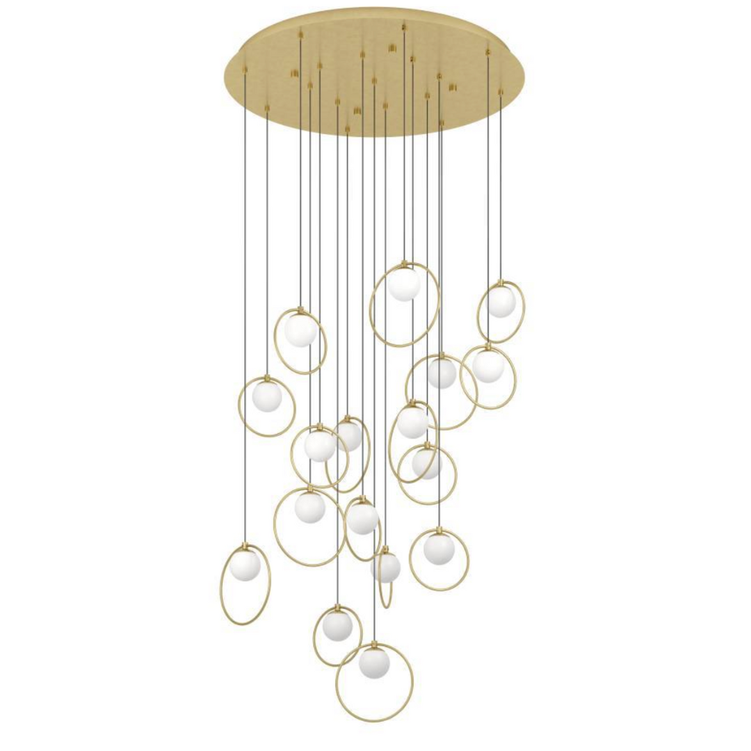 Lustra LED Suspendata Abajur PORTOCOLOM Gold Suport Rotund 17Elemente