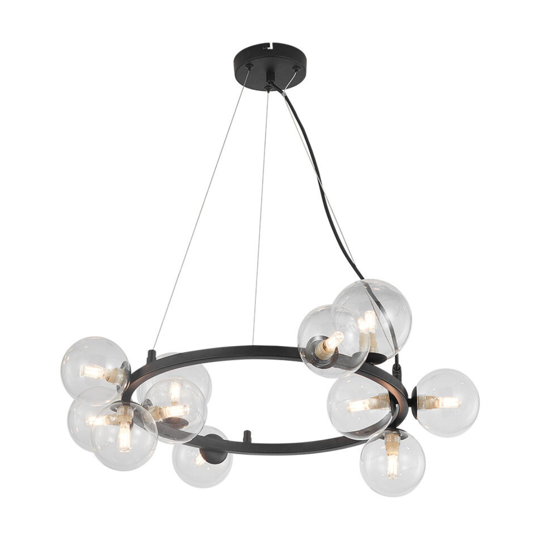 Lustra Suspendata Abajur Transparent 11xG9 Volta Black