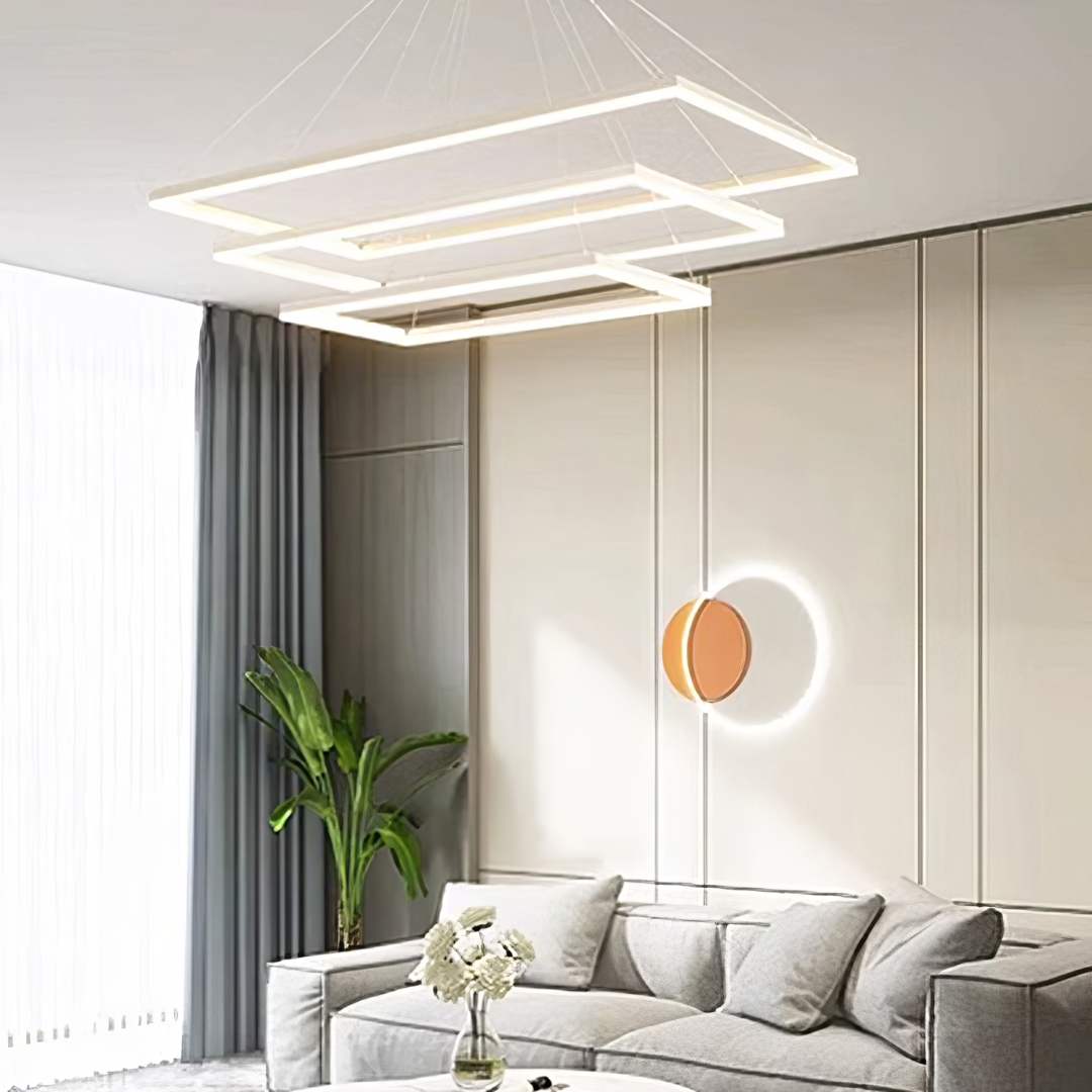 Lustra LED Suspendata cu 3 Elemente Rectangulare Albe LT109 Echivalent 800W