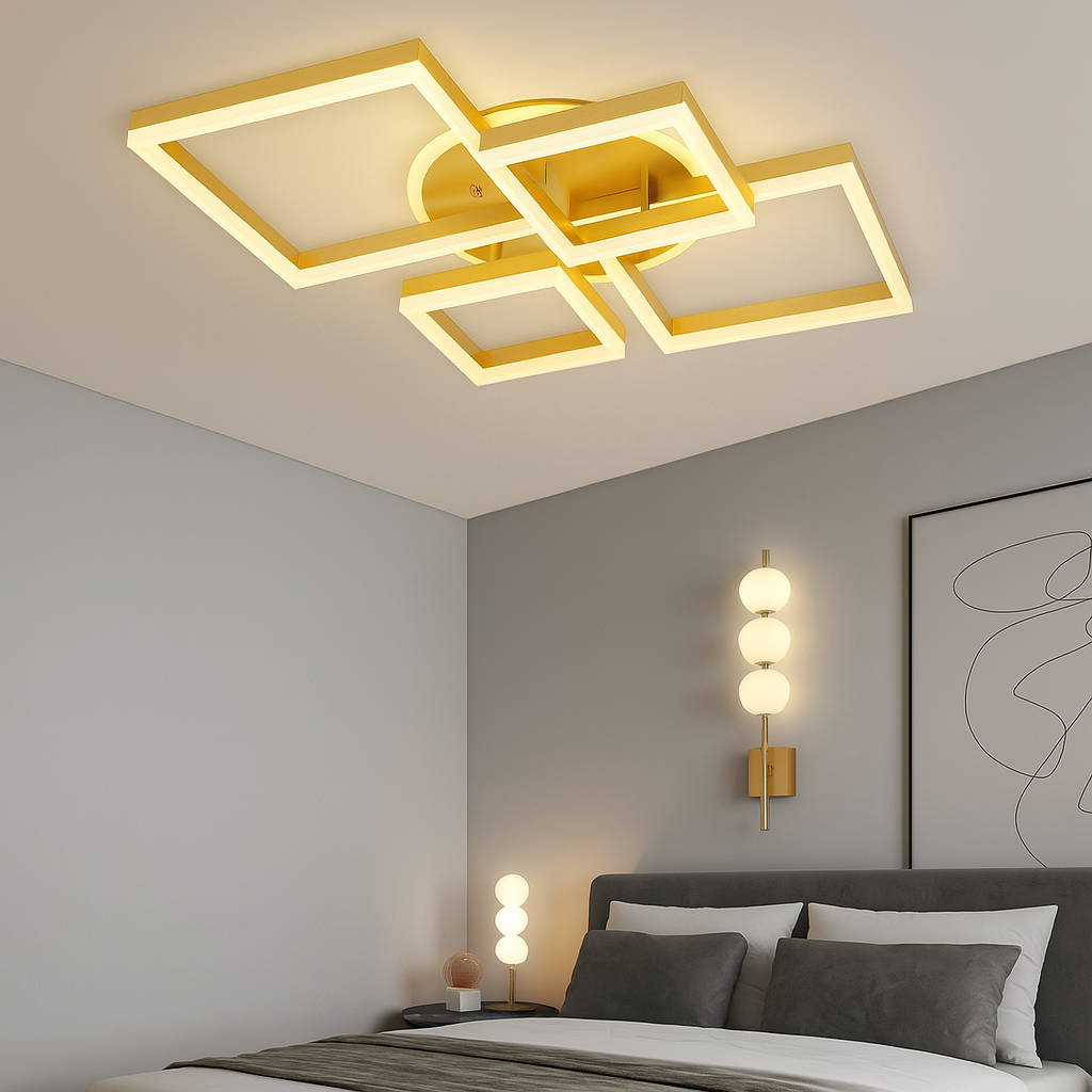 Lustra LED Modern Diamond Gold Echivalent 800W Telecomanda
