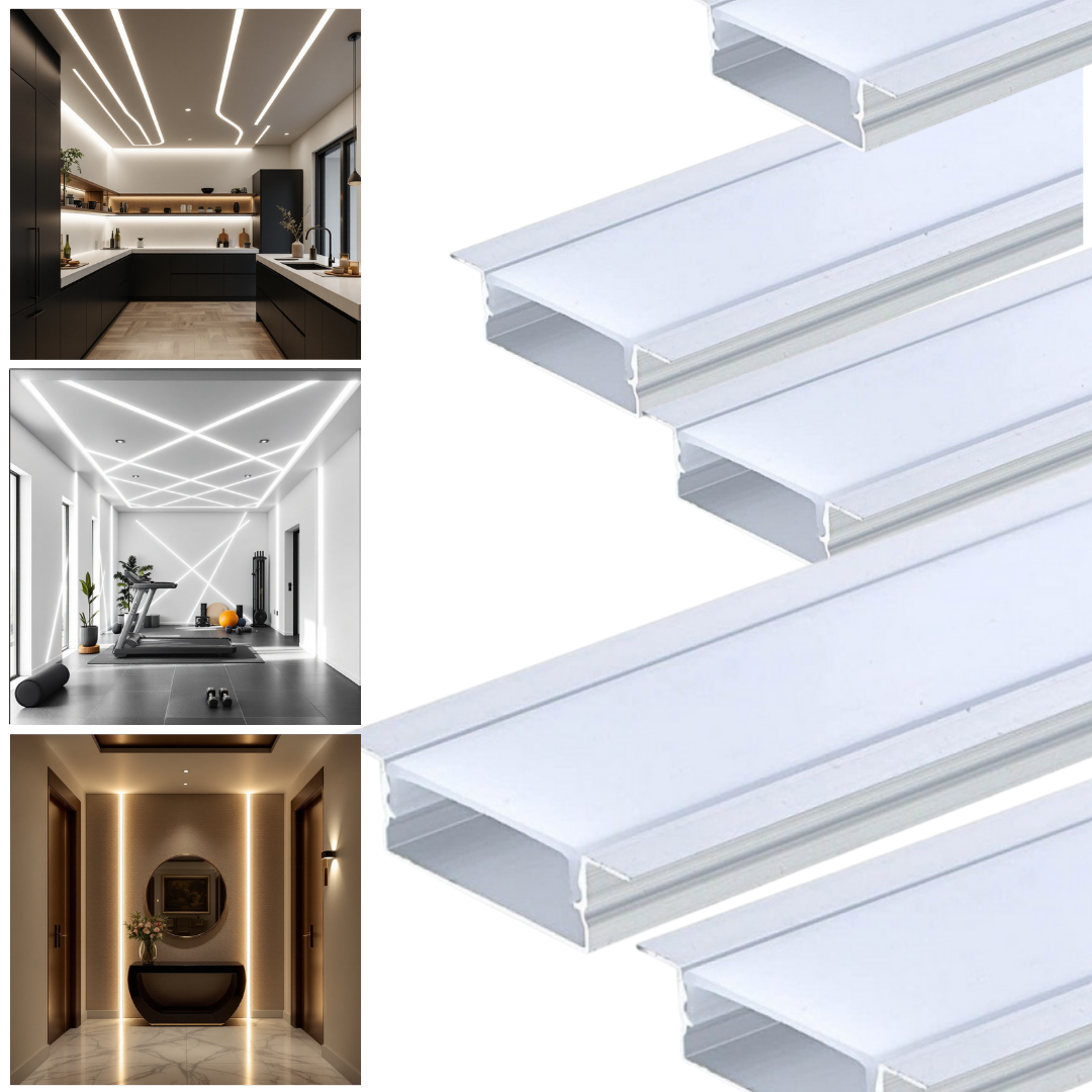 Profil Banda LED Incastrabil Plat XL cu Dispersor Alb Mat 2M