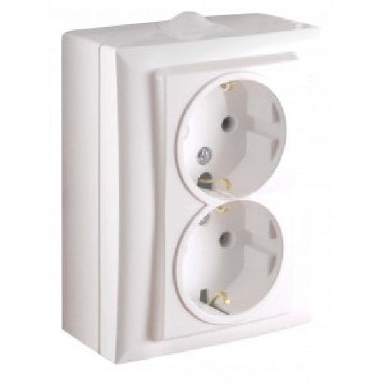 Priza Dubla PT Ceramica cu Contact de Protectie