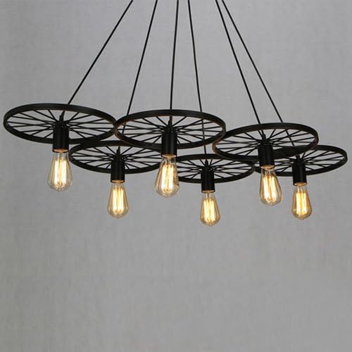 Lustra Vintage Wheels Black 6xE27 NEAGRA / VINTAGE SI RETRO DESIGN Lighting Fixtures