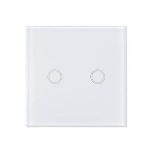 Intrerupator touch dublu + telecomanda RF, sticla securizata, alb