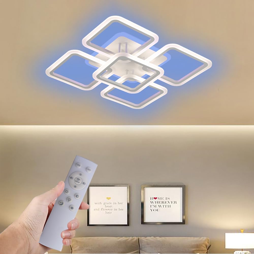 Lustra LED SQUARE RGB 55cm Echivalent 800W Telecomanda