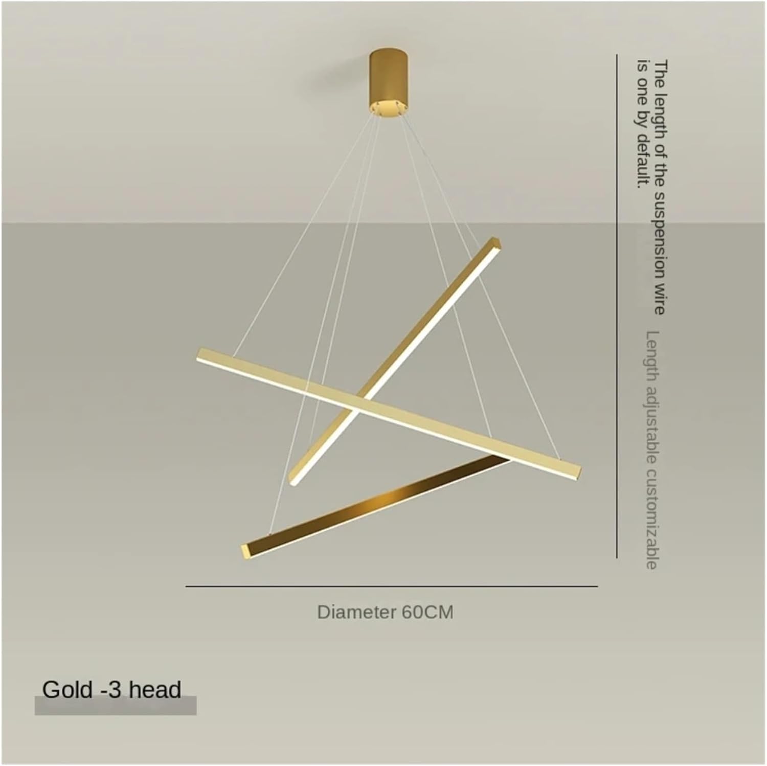 Lustra LED 3 Geometric GOLD LINES Suspendata Echivalent 400W