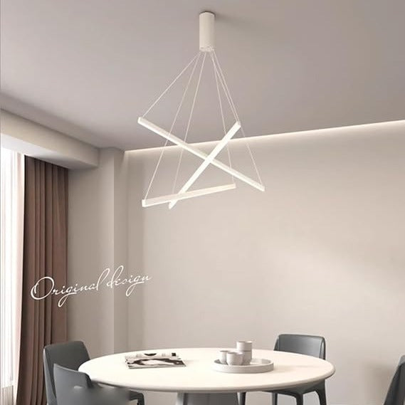 Lustra LED 3 Geometric WHITE LINES Suspendata Echivalent 400W