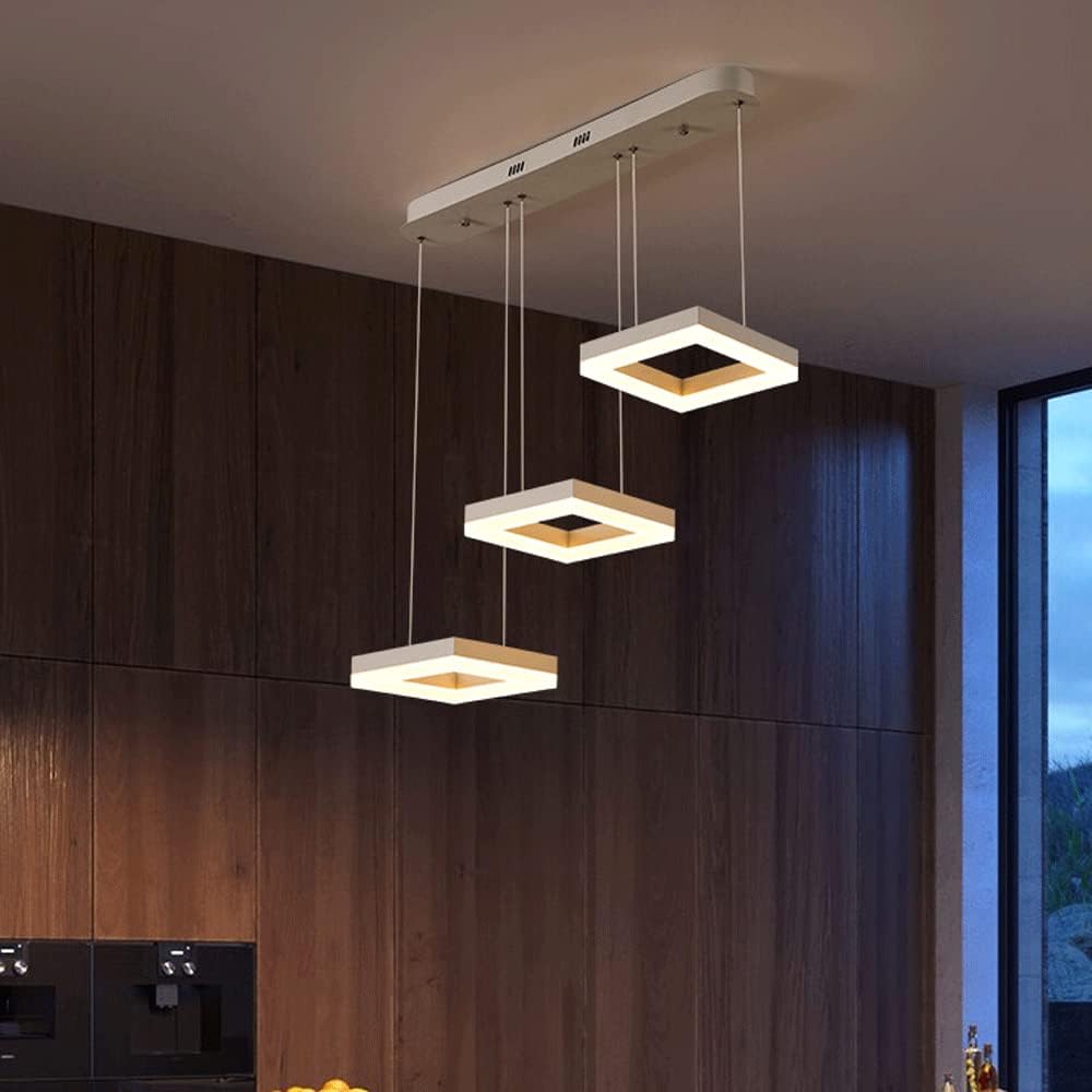 Lustra LED Suspendata Squares Alba Echivalent 400W Telecomanda