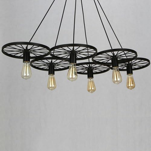 Lustra Vintage Wheels Black 6xE27 NEAGRA / VINTAGE SI RETRO DESIGN Lighting Fixtures