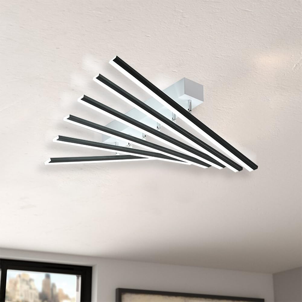 Lustra LED Minimalist LINES Reglabila Alb+Negru Telecomanda