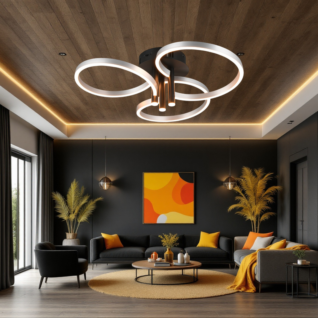 Lustra LED Luxury ShineShift Black+Silver Echivalent 500W