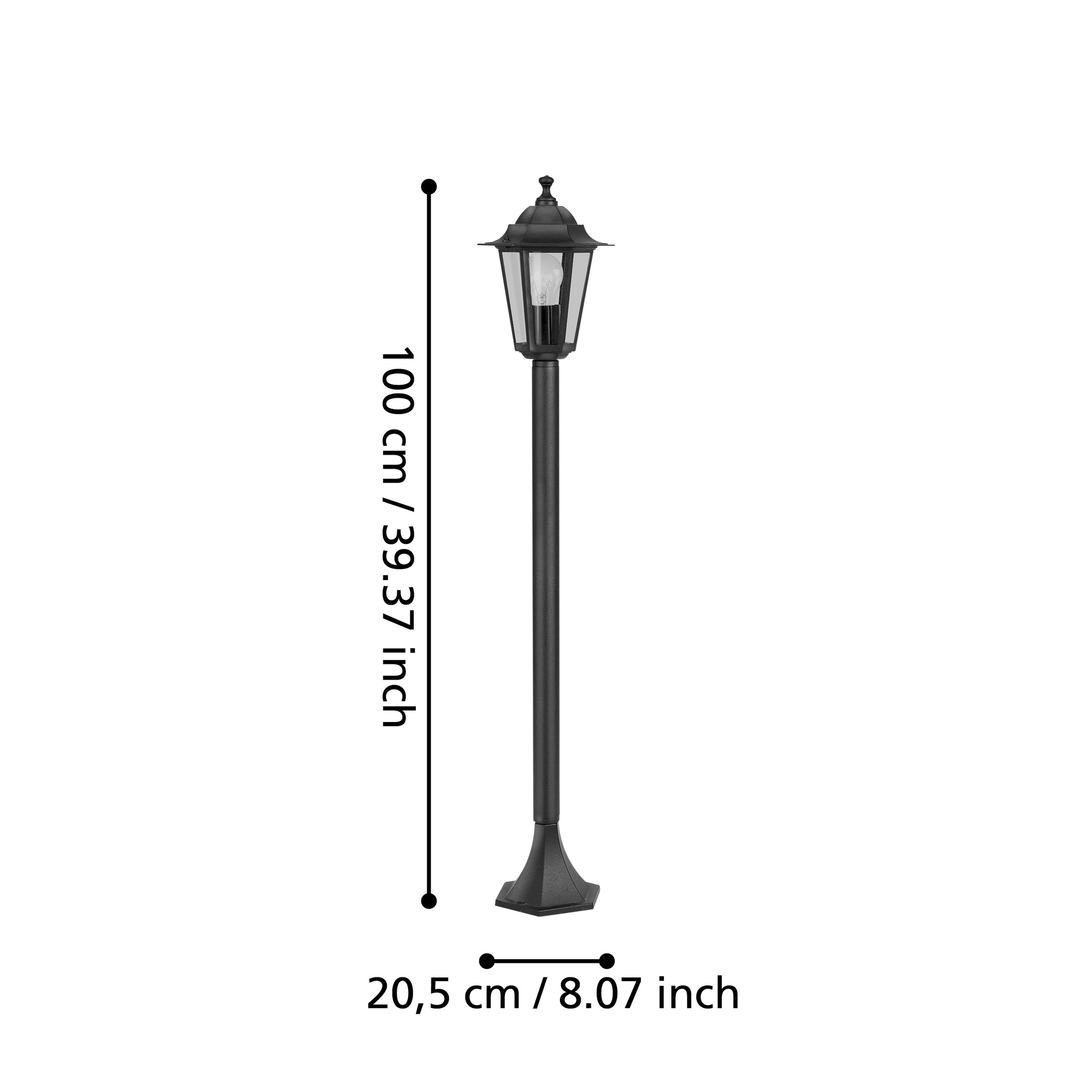 Stalp De Gradina LATERNA 4 Tip Felinar Negru 100CM