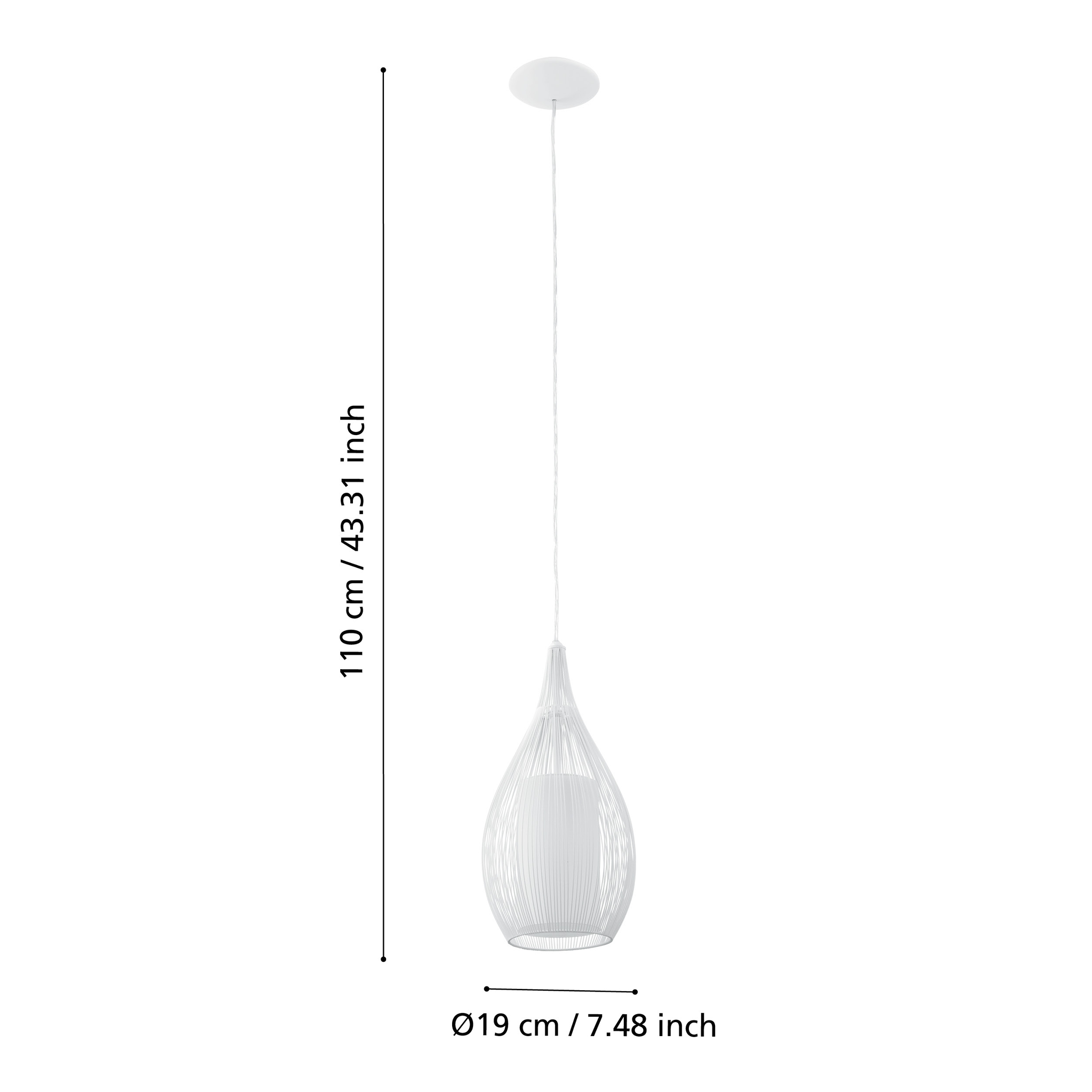 Pendul RAZONI White 1xE27 Eglo Ø19CM
