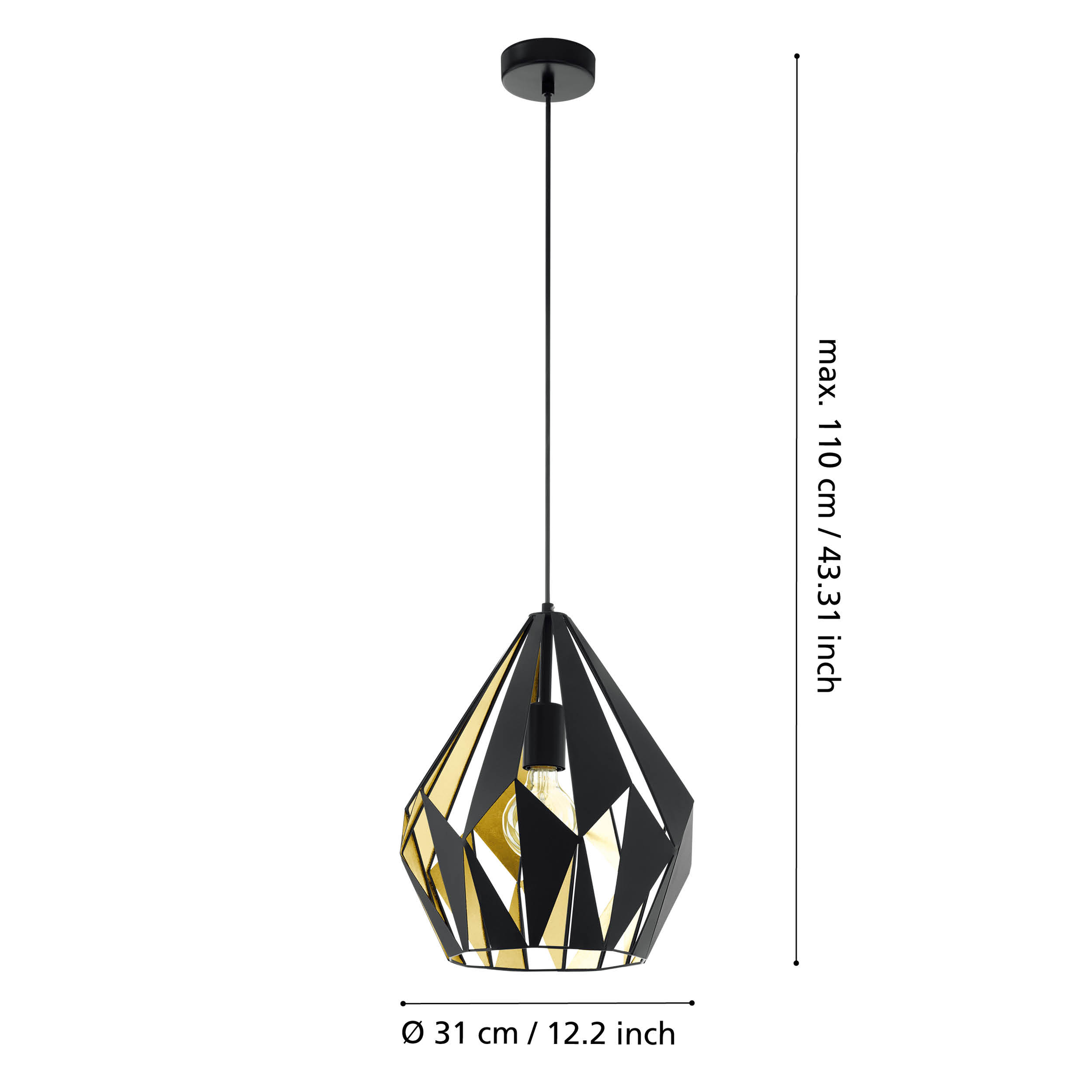 Pendul Vintage CARLTON 1 Black & Gold 110CM Eglo