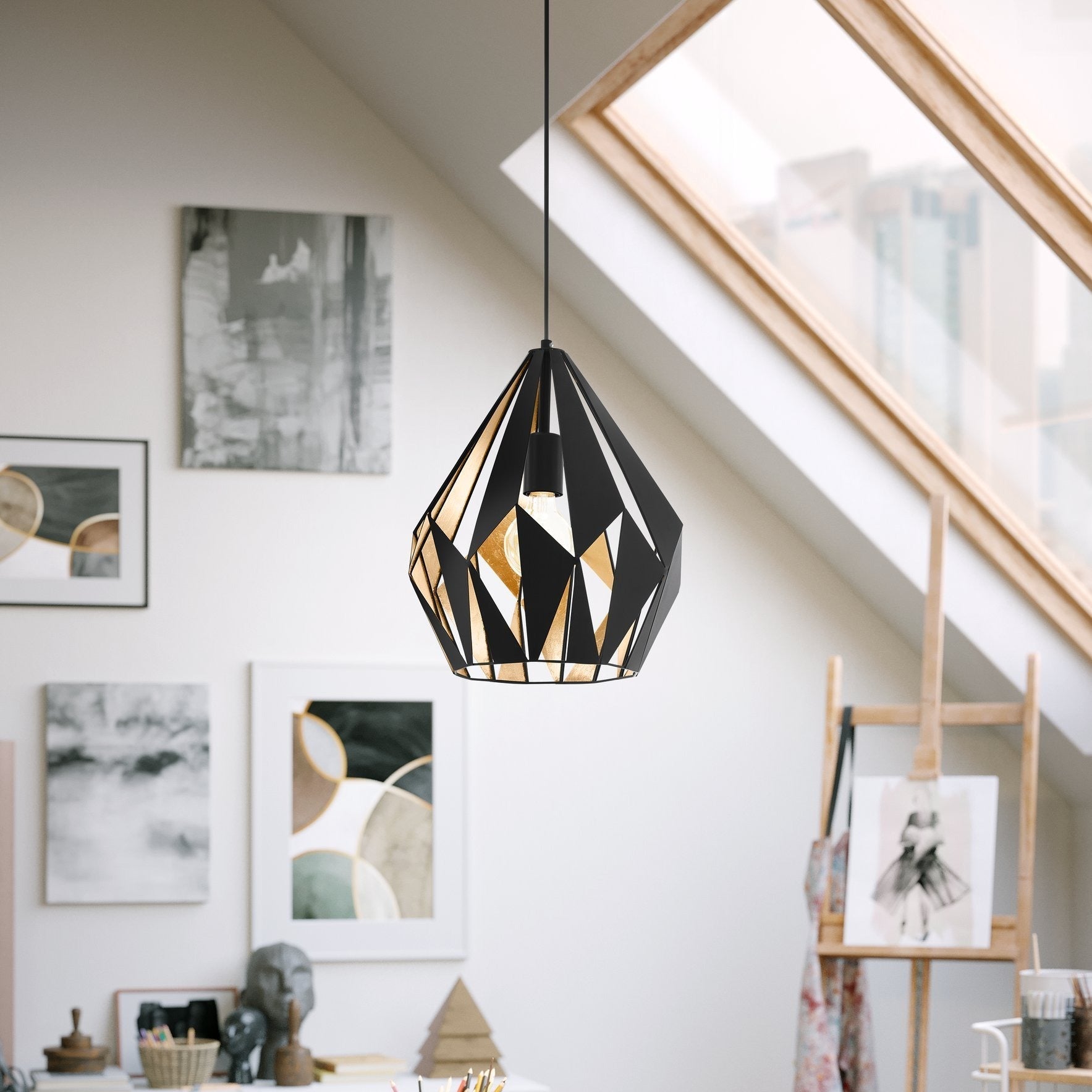 Pendul Vintage CARLTON 1 Black & Gold 110CM Eglo