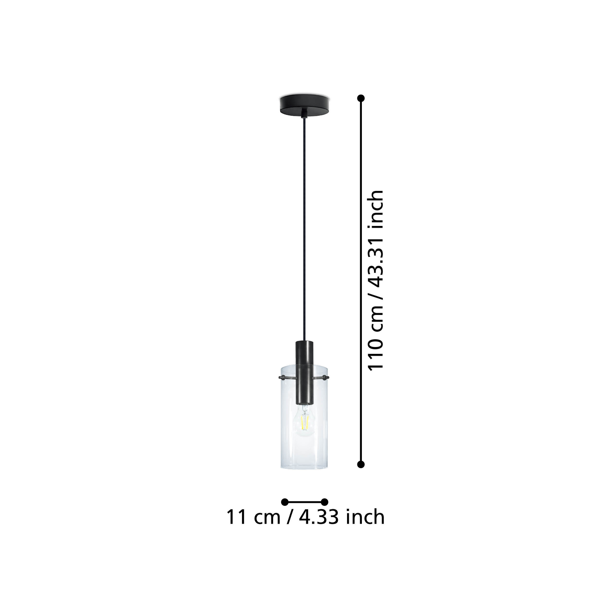 Pendul MONTEFINO Black 1xE27 Eglo Ø11CM
