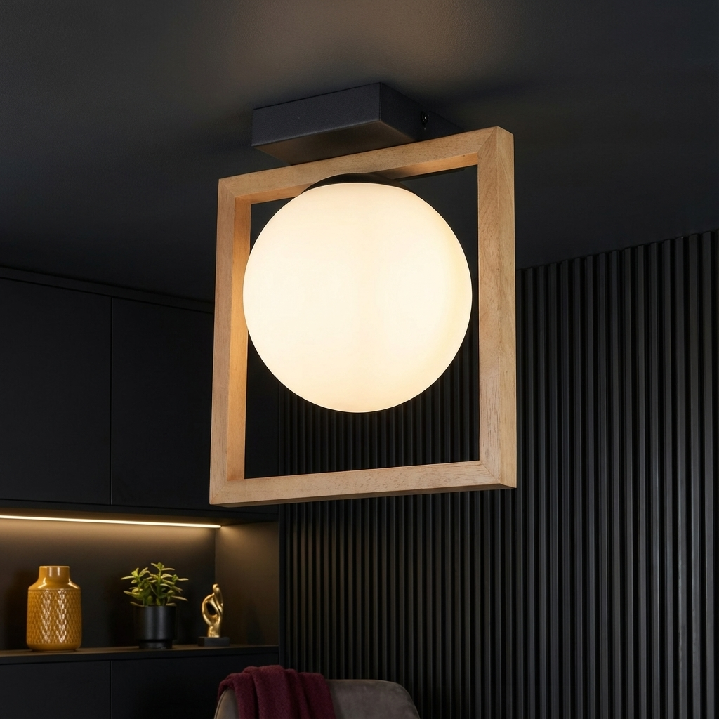 Lustra Abajur INIGO 1xE14 Lemn