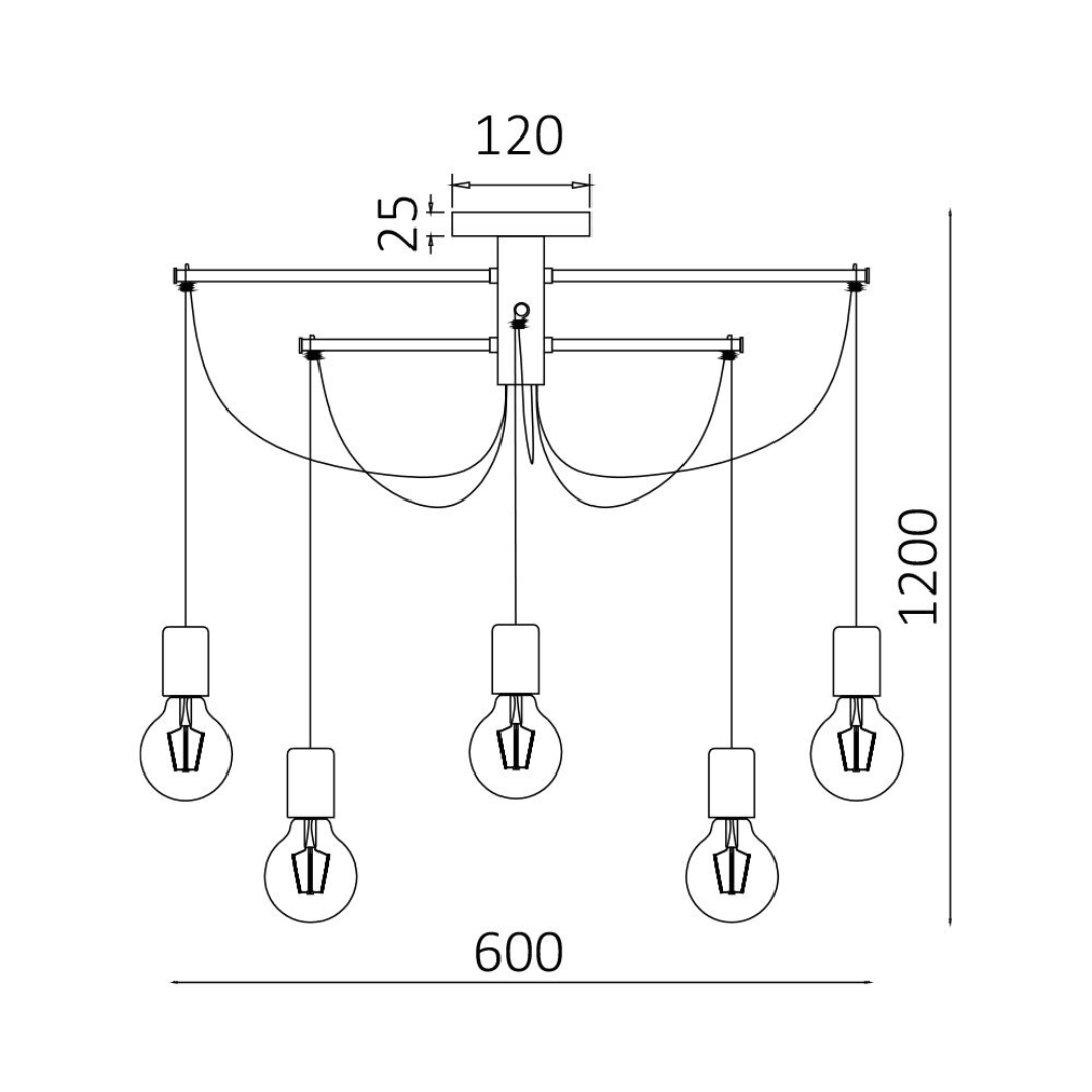 Lustra Suspendata Vintage Black Ragno 6xE27