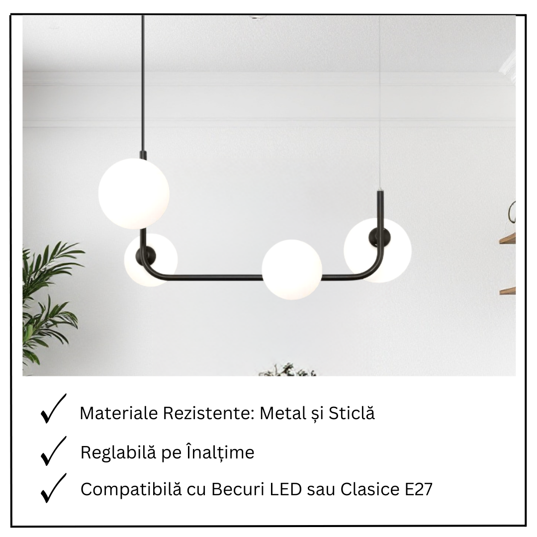 Lustra Abajur MAT BLACK Urban Orbit 4xE27 - 3001-4