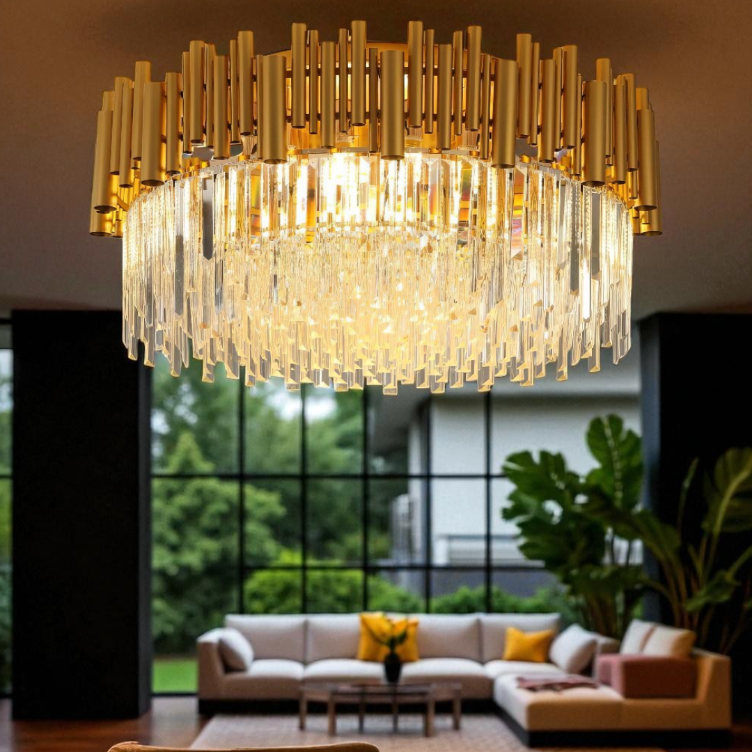 Candelabru Cristal Aplicat Rotund Golden Tubes Luxury