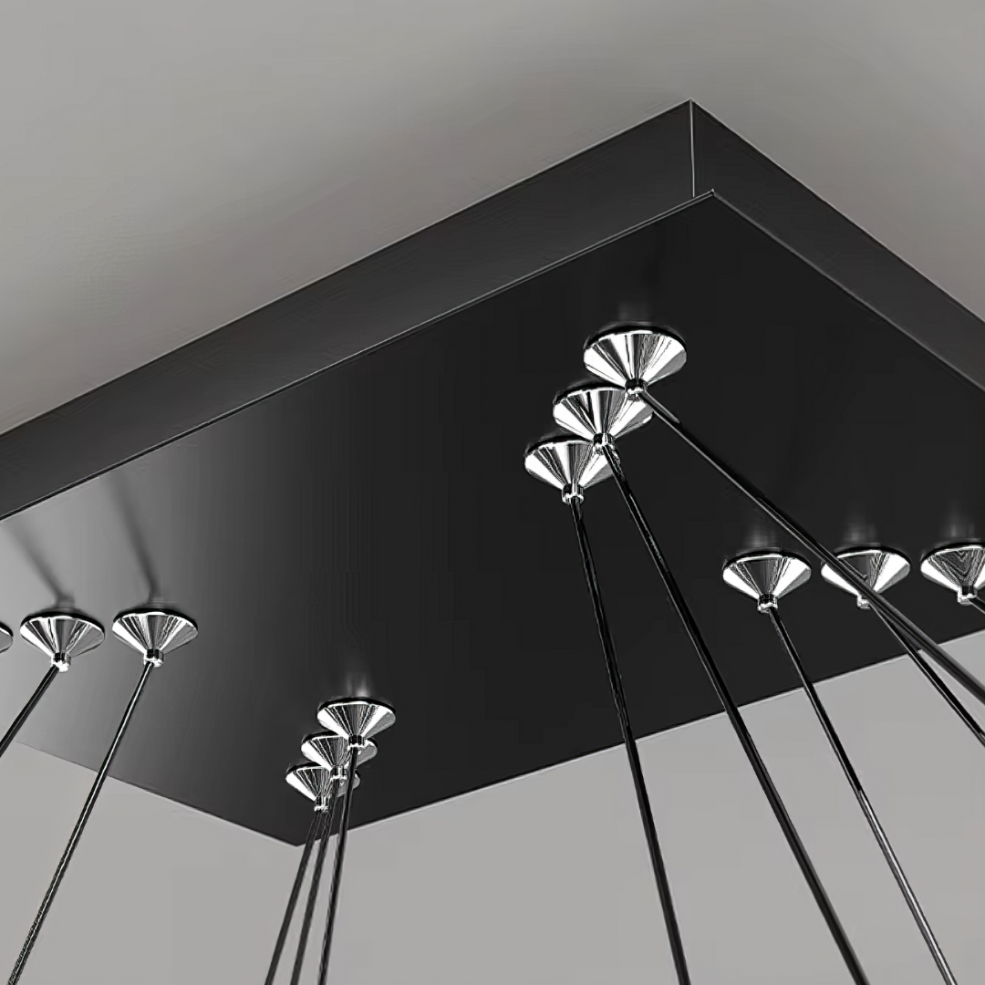 Lustra LED Suspendata cu 2 Elemente Rectangulare Negre LT108 Echivalent 500W