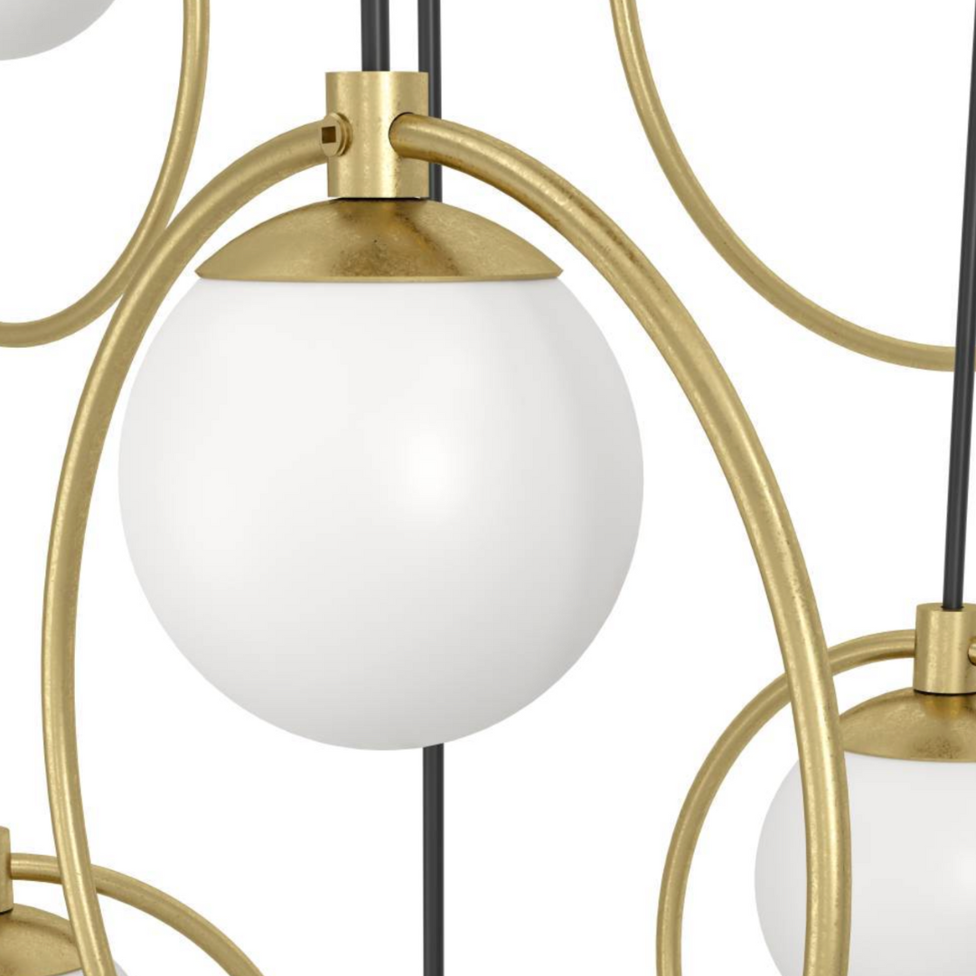 Lustra LED Suspendata Abajur PORTOCOLOM Gold Suport Rotund 17Elemente