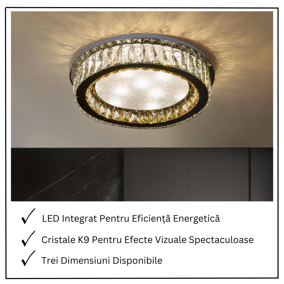 Lustra LED Cristal Aplicata Glamour Halo Telecomanda 50-80CM