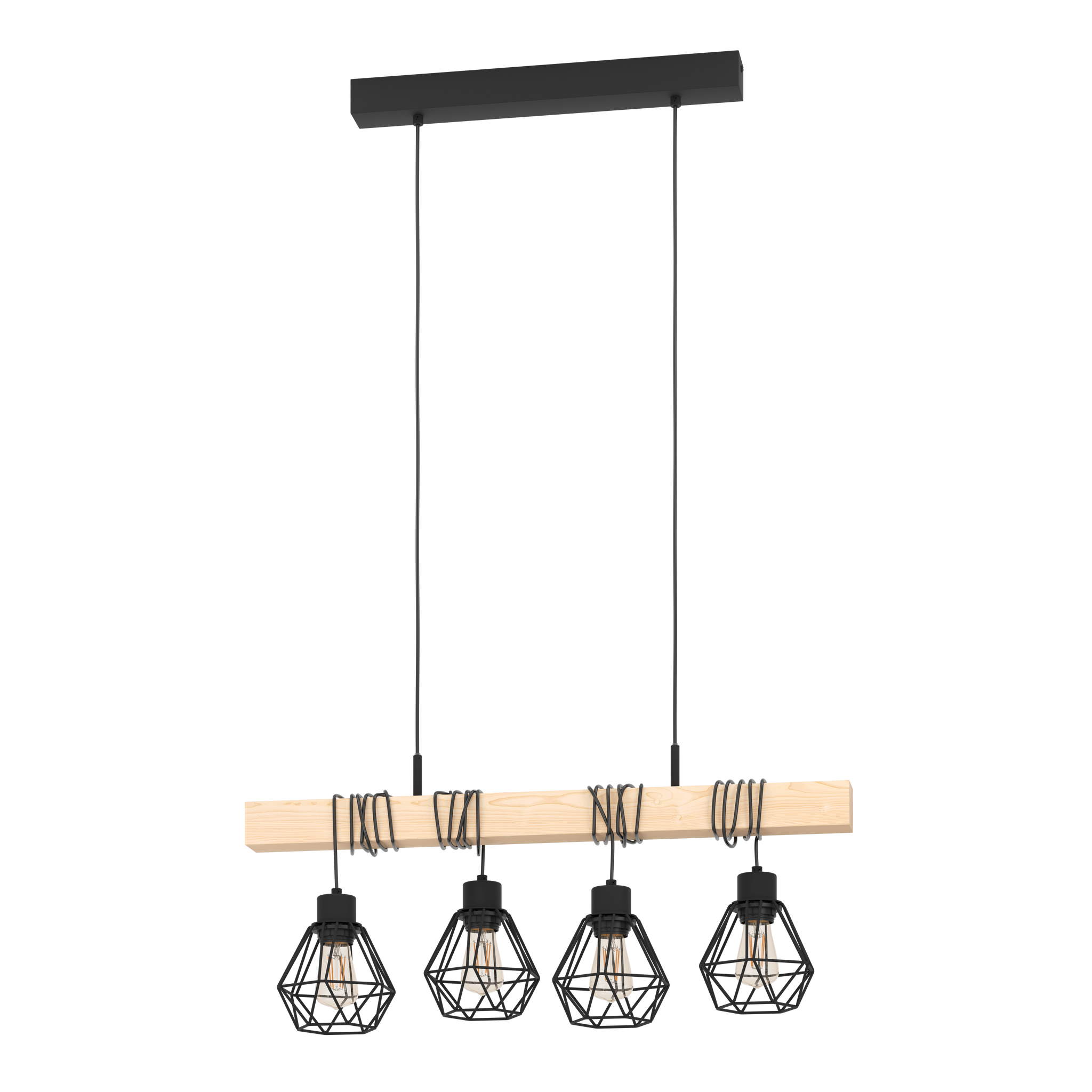 Lustra Suspendata TOWNSHEND Black & Wood Eglo