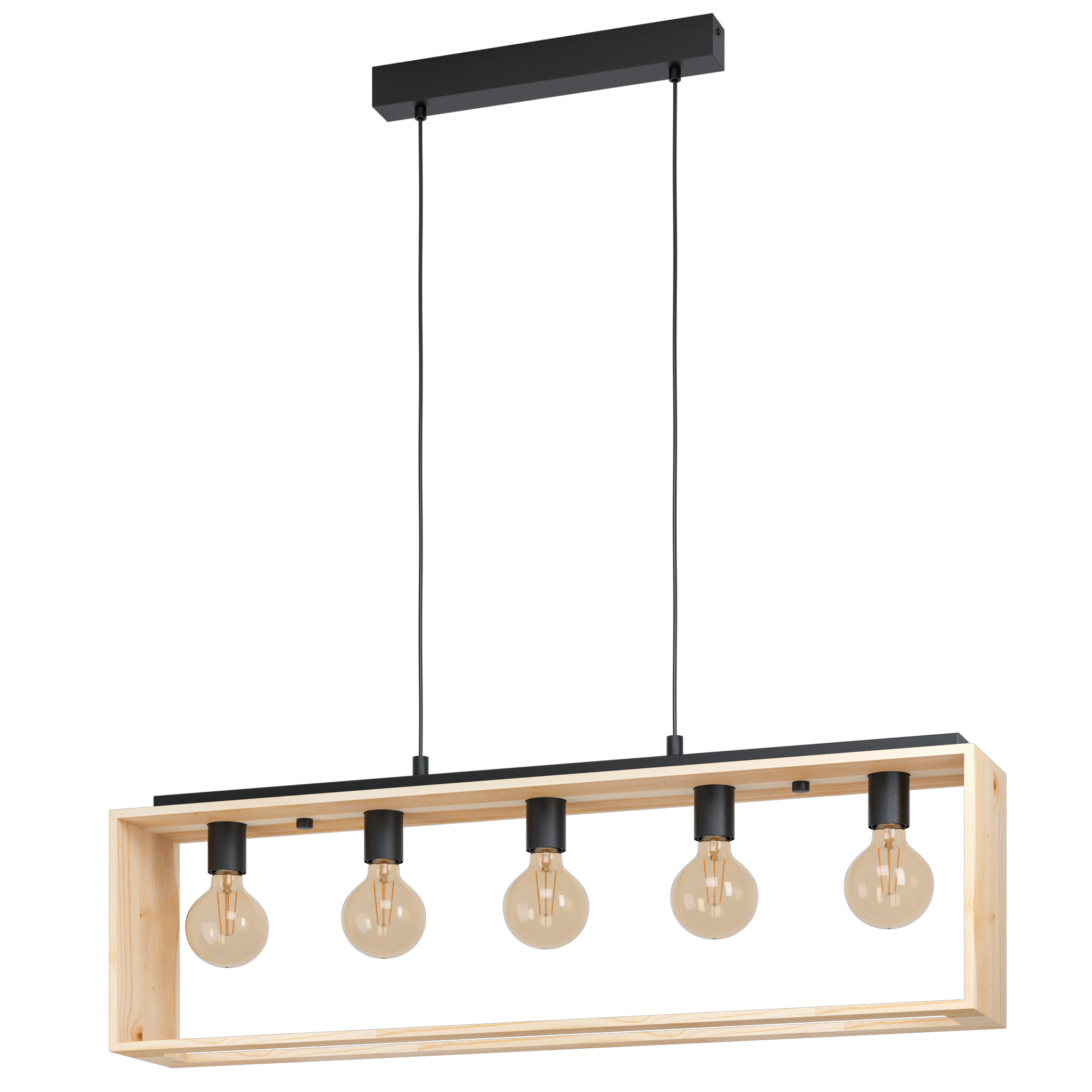 Lustra Suspendata FAMBOROUGH Black & Wood 100x16CM