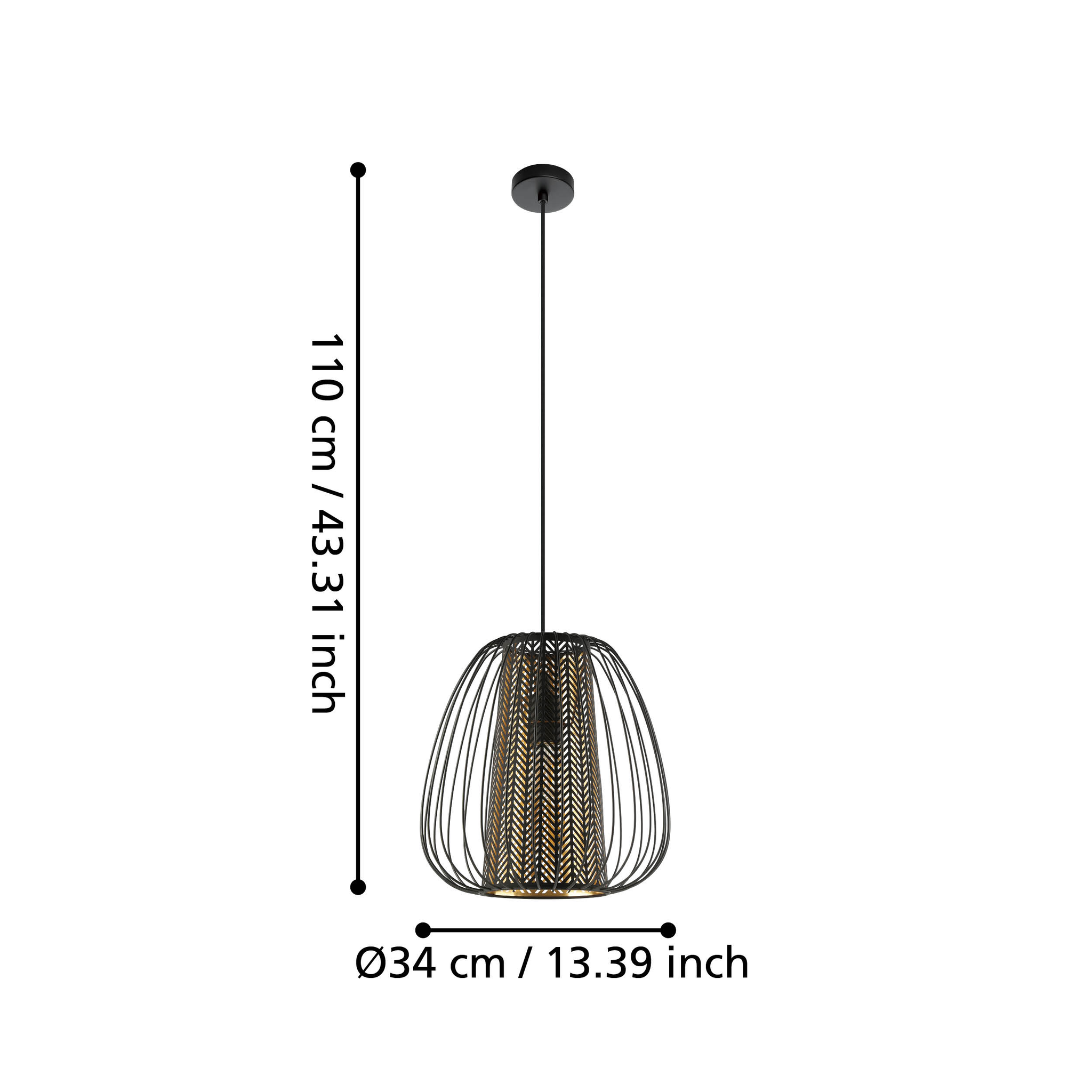Pendul CURASAO Black 1xE27 Eglo Ø34CM