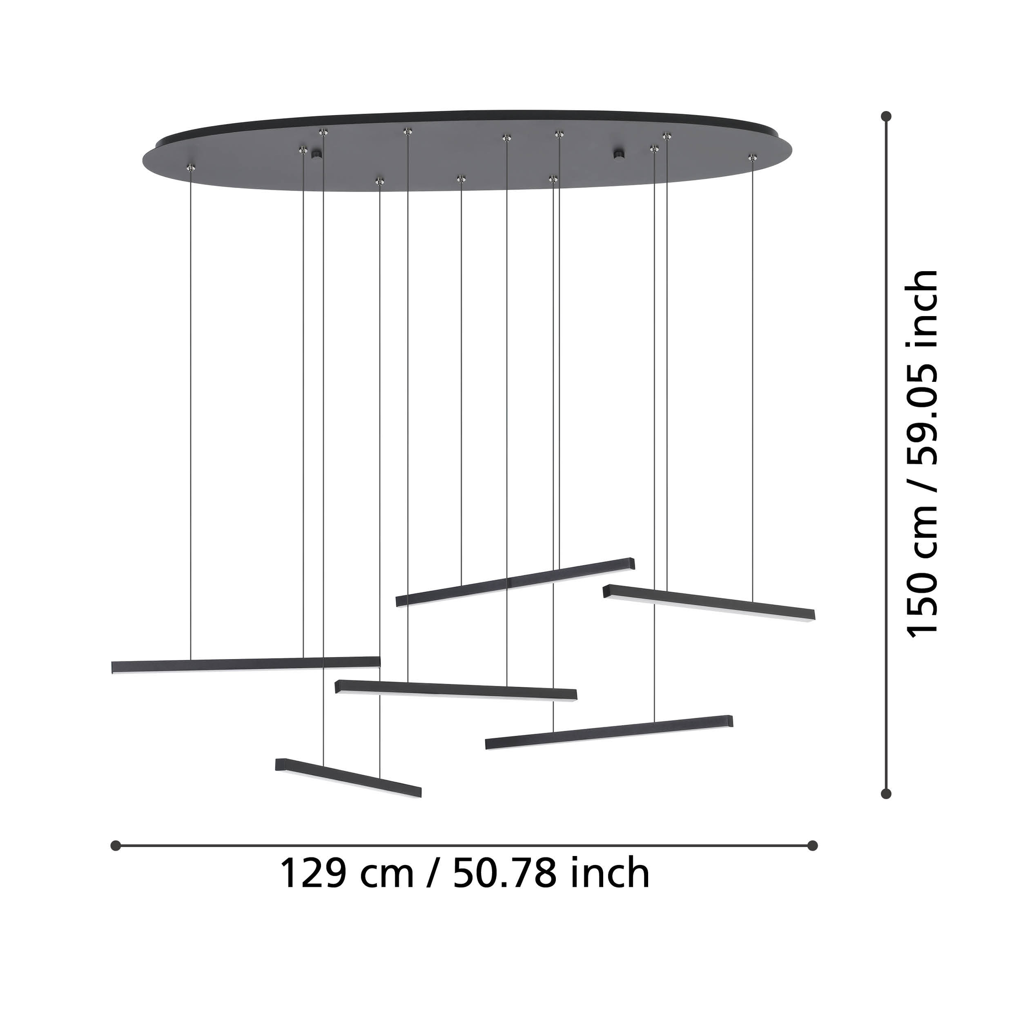 Lustra LED Suspendata Lines Black Echivalent 600W Eglo 39915