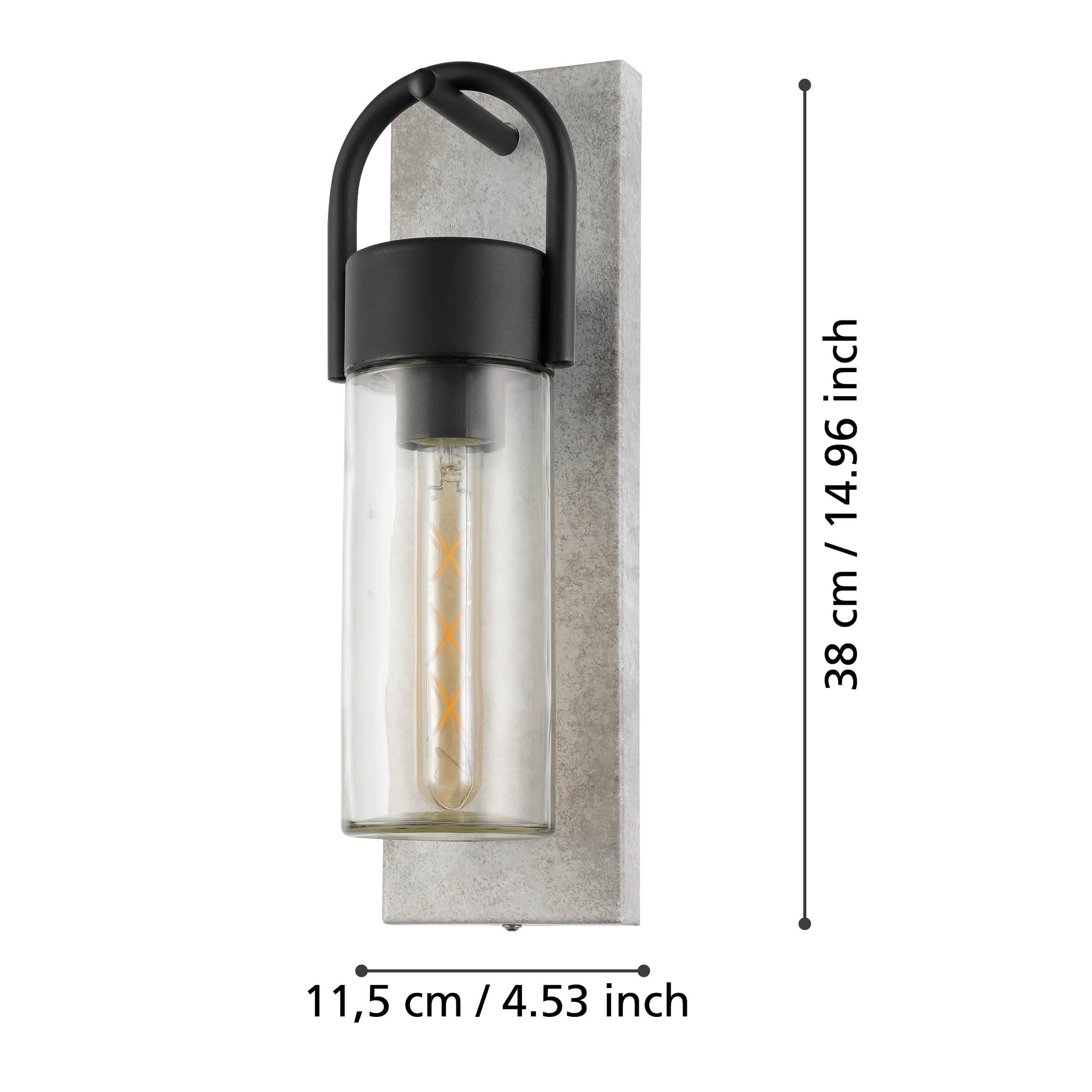 Aplica Exterior CARRARO Black & Grey 38CM Eglo