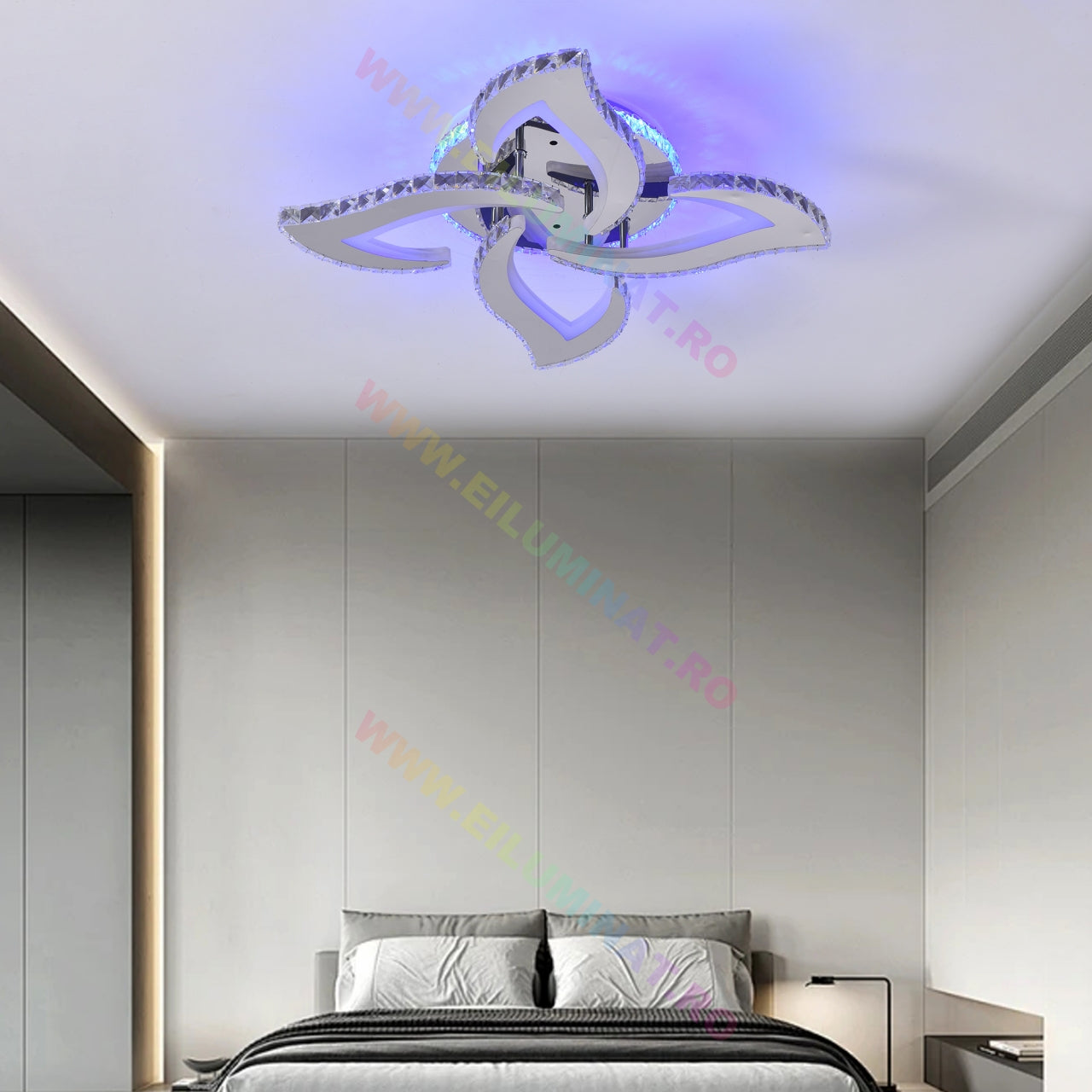 Lustra LED Mini Camelia Cristal RGB Telecomanda Echivalent 400W
