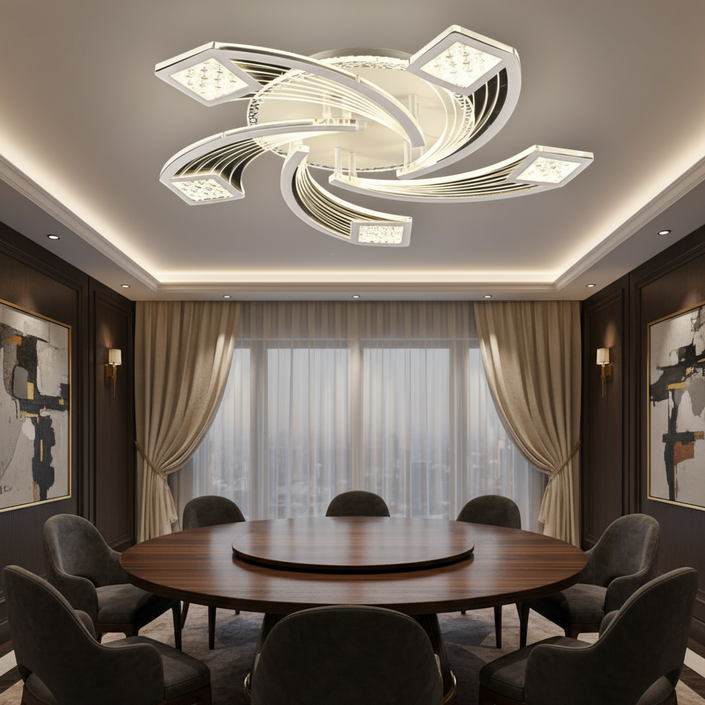 Lustra LED Aplicata AYRA Silver Echivalent 300W Telecomanda