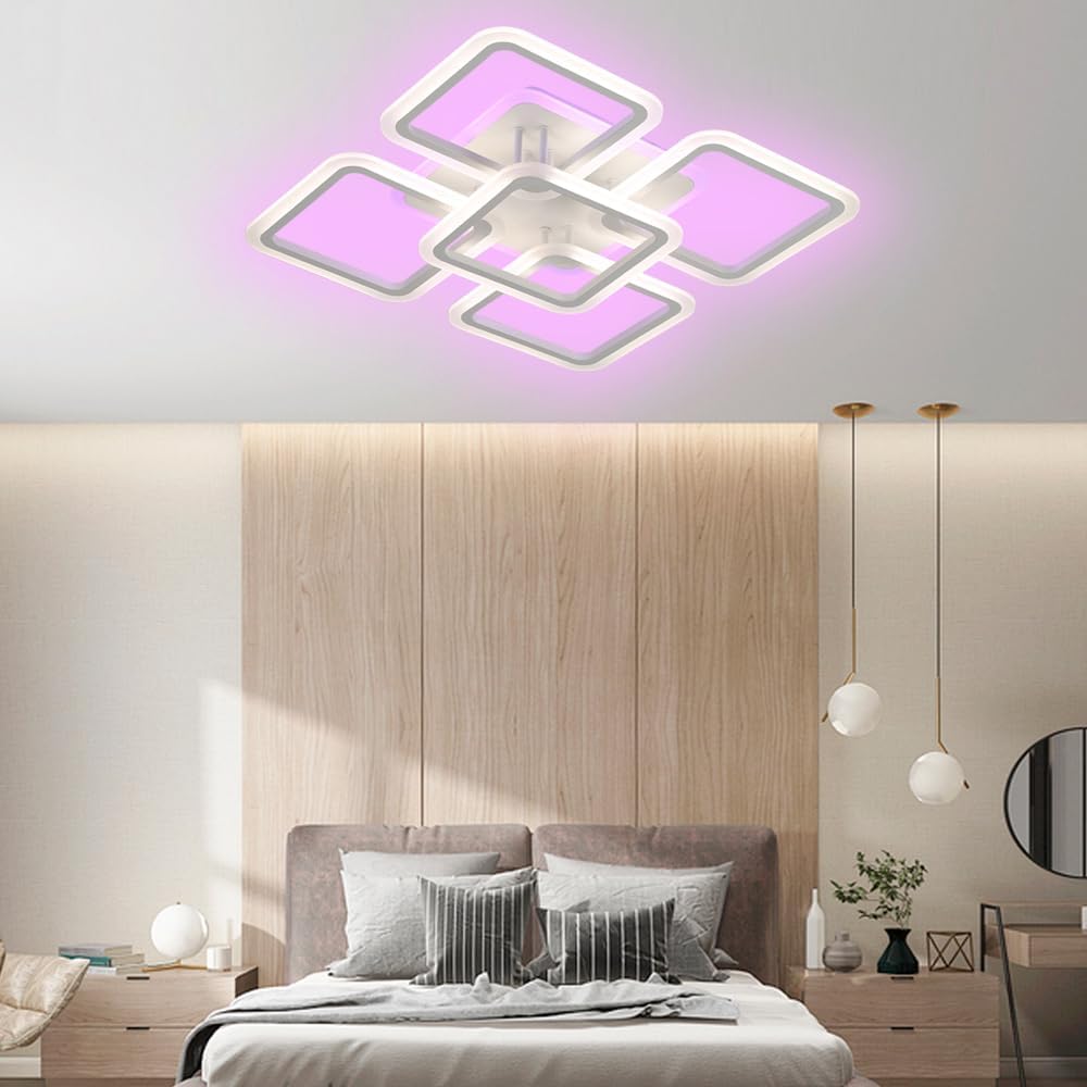 Lustra LED SQUARE RGB 55cm Echivalent 800W Telecomanda