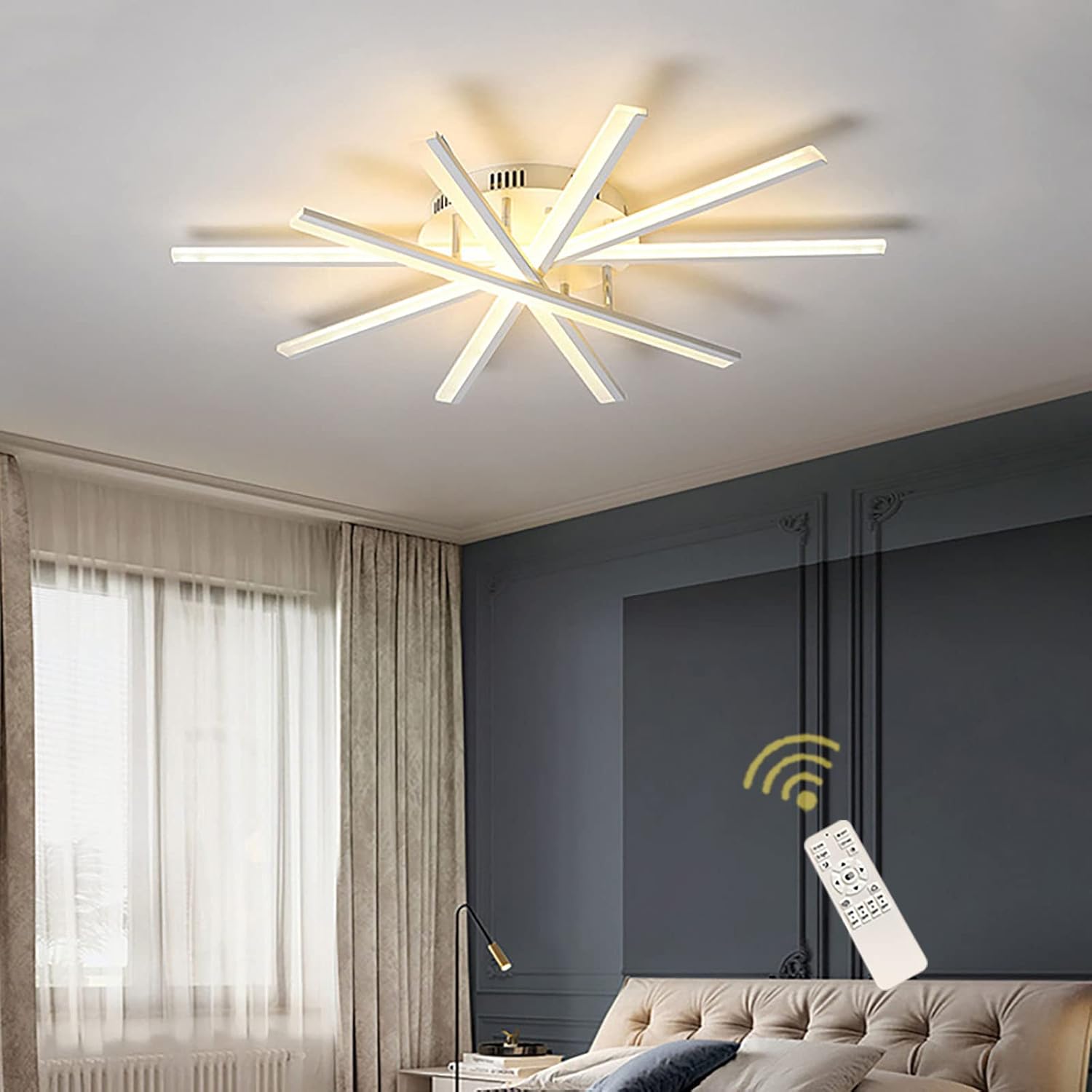 Lustra LED CROSS LINNES Alb Echivalent 800W Telecomanda ALBA / 95CM / MINIMALIST DESIGN Lighting Fixtures