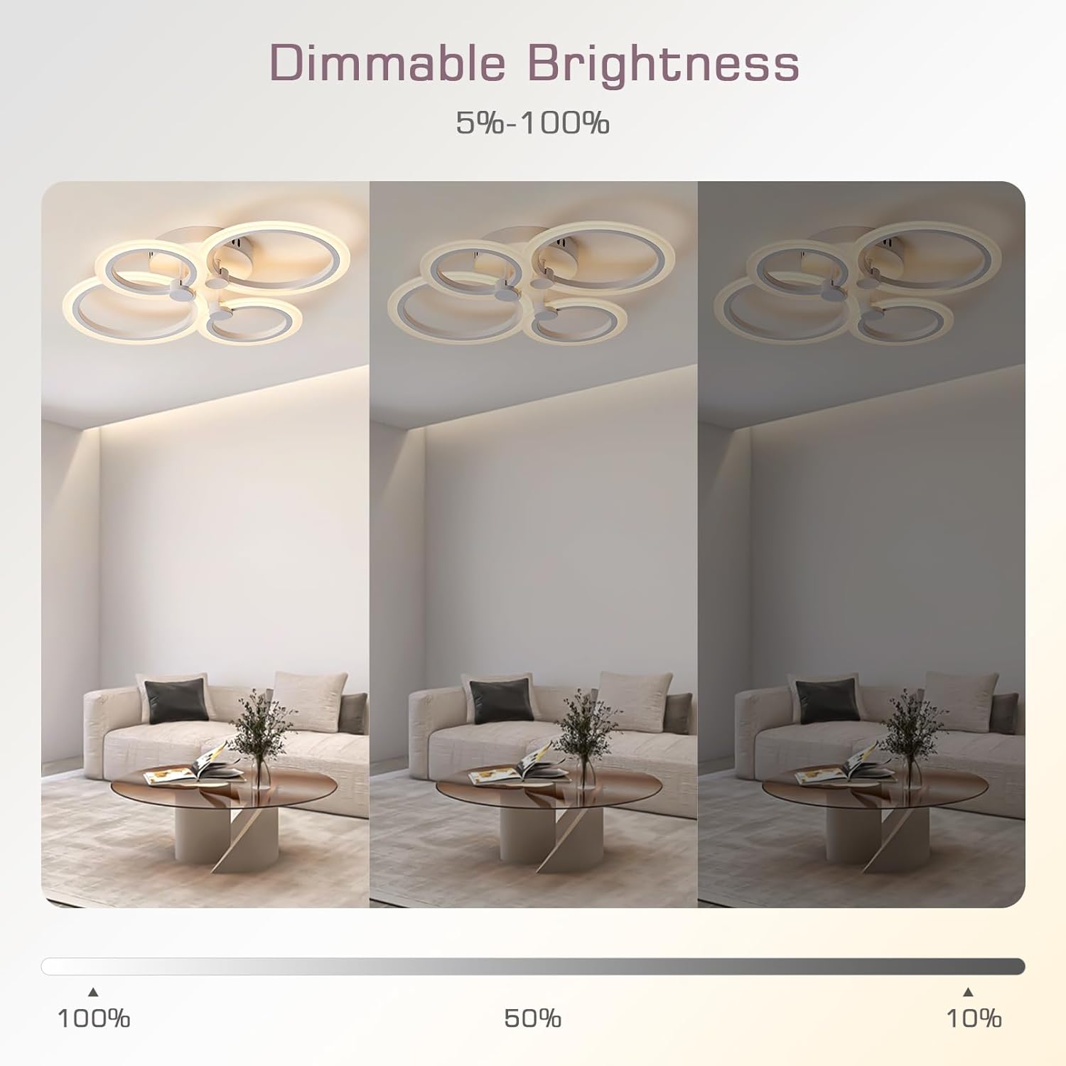 Lustra LED 72W 4 CIRCLE SMART Control Vocal Echivalent 400W