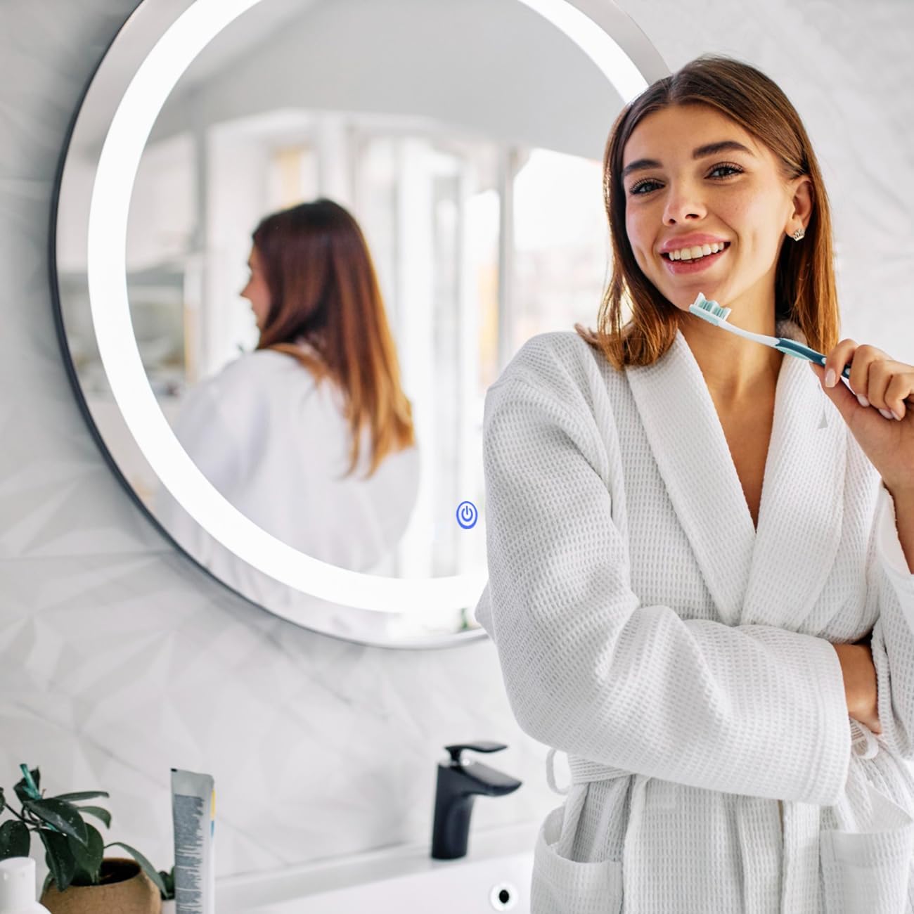 Oglinda LED Rotunda 60cm Functie Dezaburire si Touch W01S