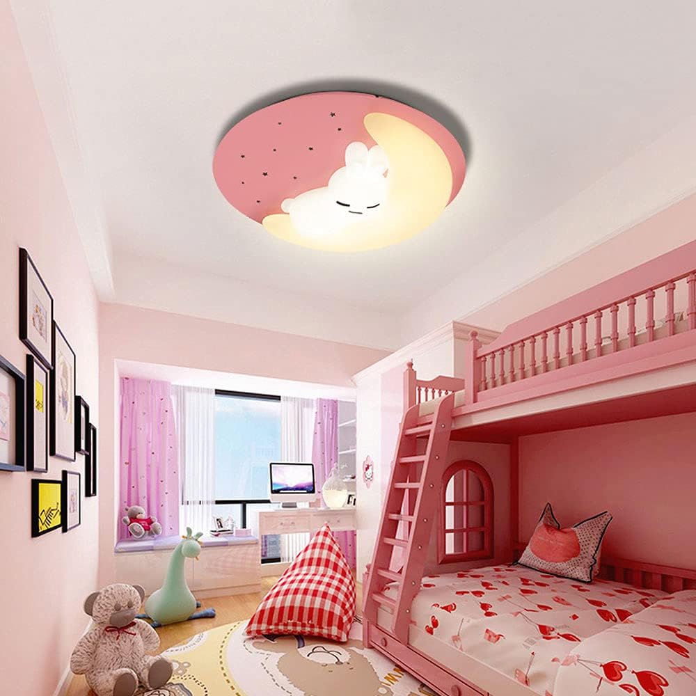 Lustra LED Pink Sleepy Bunny Echivalent 300W Telecomanda