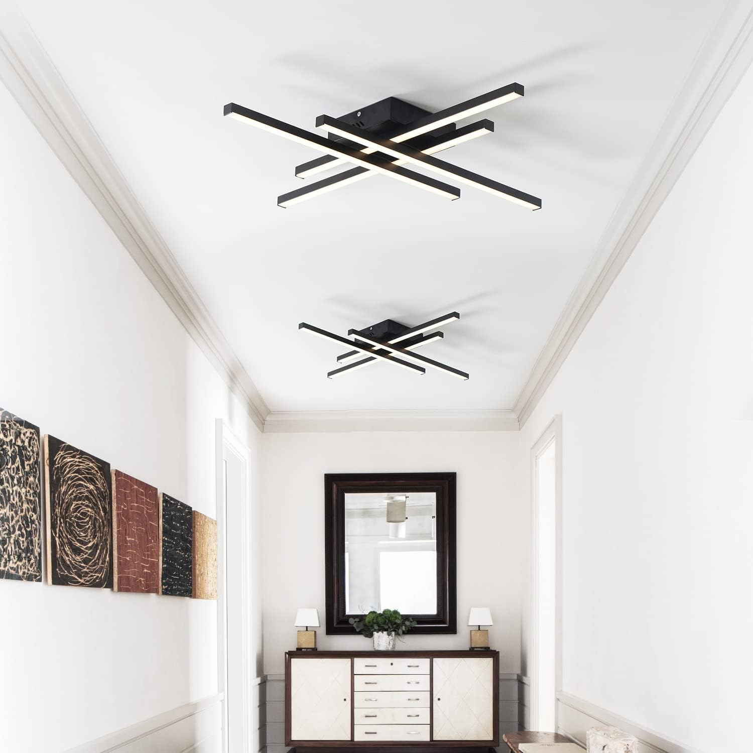 Lustra LED 4 Mini LINES Black Echivalent 200W Telecomanda