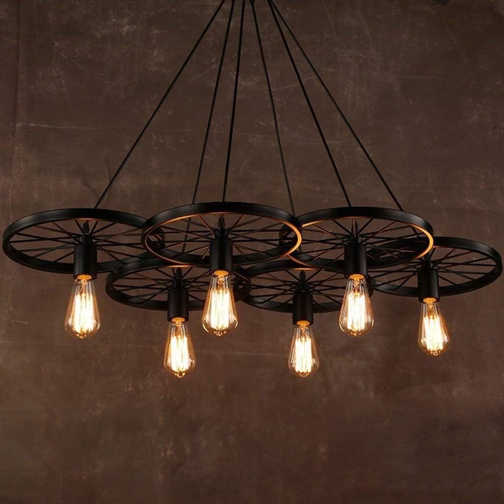 Lustra Vintage Wheels Black 6xE27 NEAGRA / VINTAGE SI RETRO DESIGN Lighting Fixtures