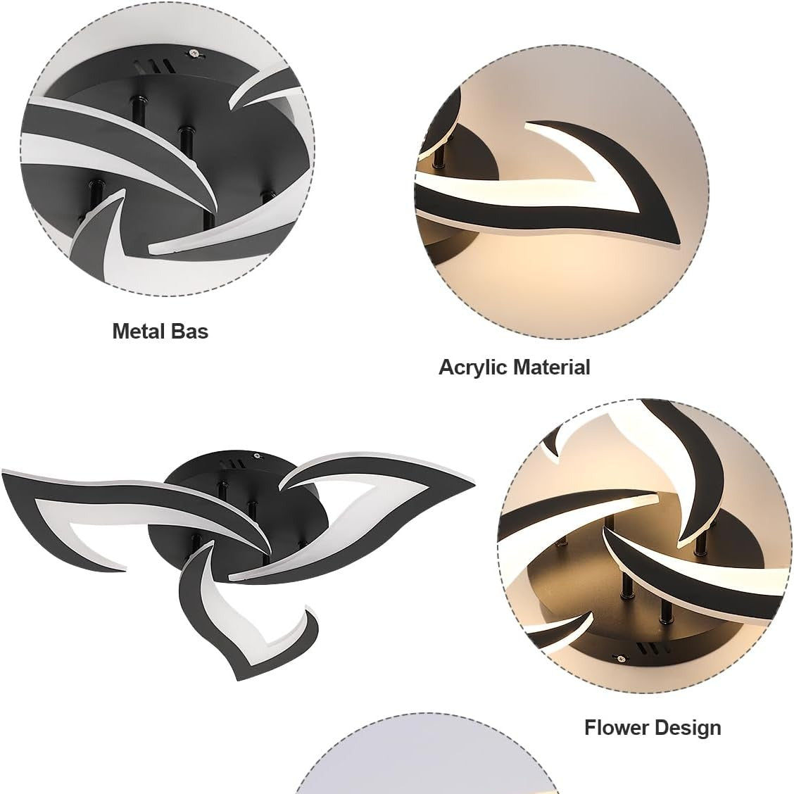 Lustra LED Mini Narcisse Black Echivalent 250W Telecomanda