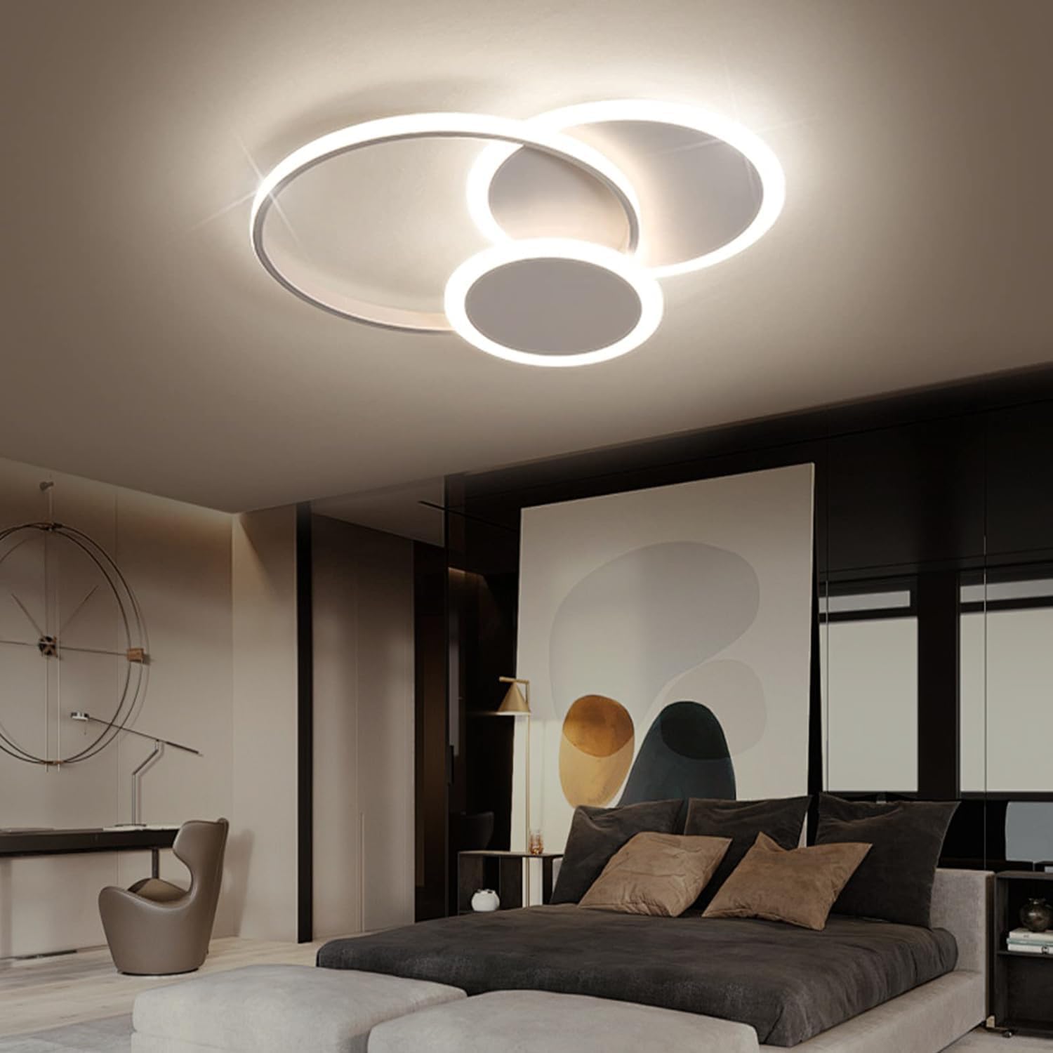 Lustra LED ARAGORN Rings Alb Echivalent 500W Telecomanda