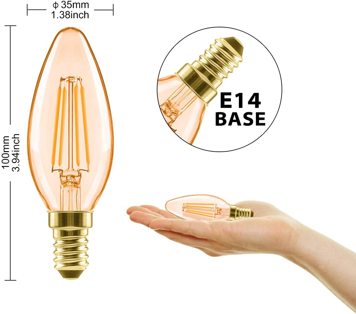 Bec LED E14 4W 1700K Filament Lumanare Fumuriu Dimabil