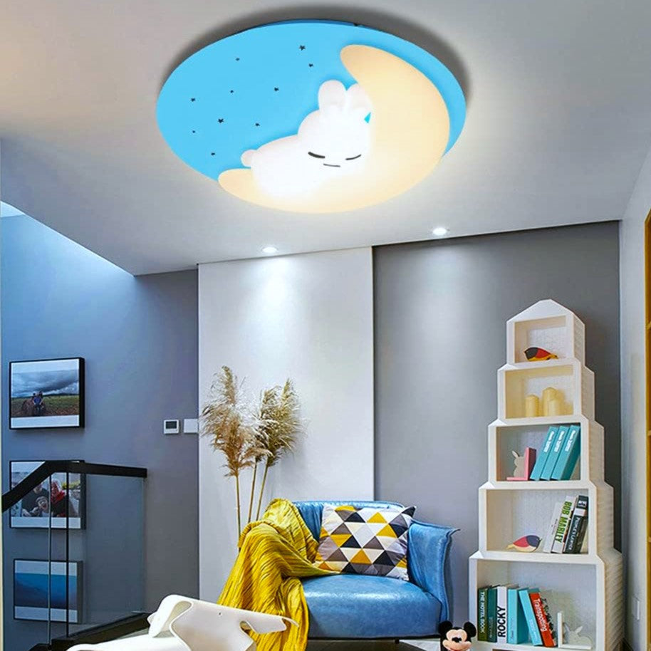 Lustra LED Blue Sleepy Bunny Echivalent 300W Telecomanda