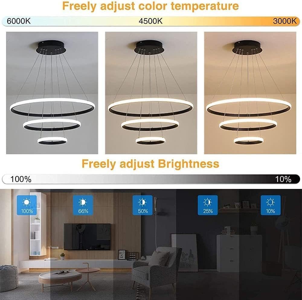 Lustra LED MAMBA Black 3 Segmente Echivalent 600W Telecomanda